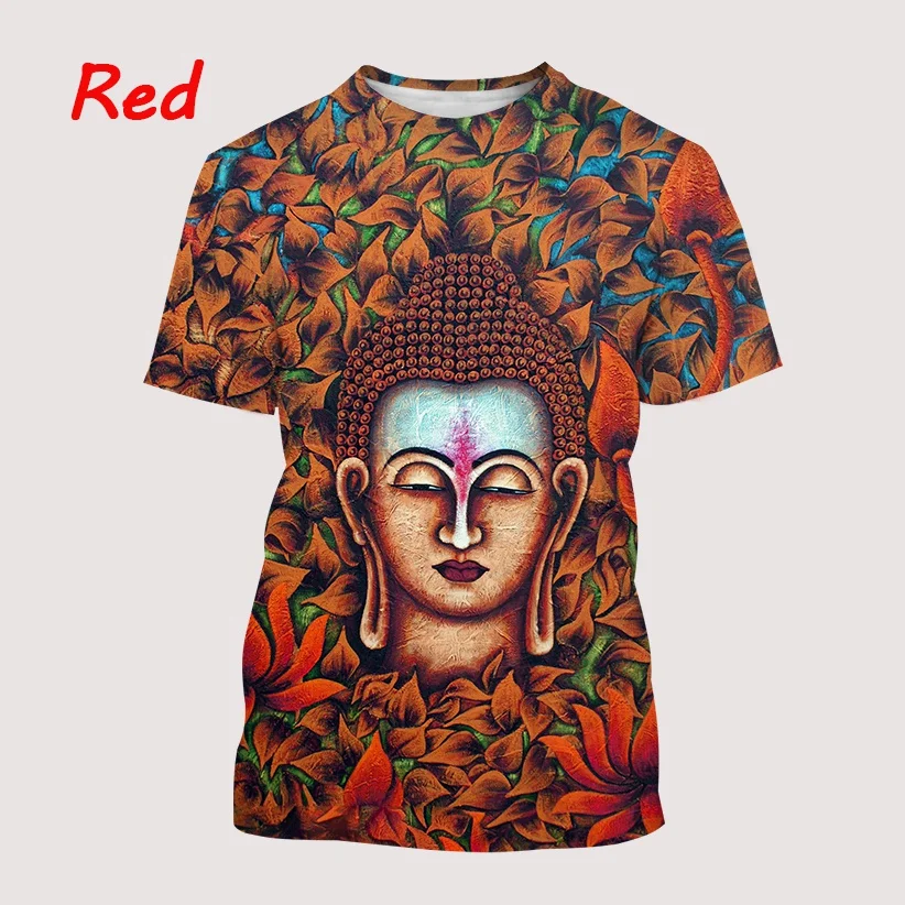 

2022 Fashionable Buddha 3D Printed Retro Summer Casual Cool Men's Round Neck Short Sleeve Tops T Shirts