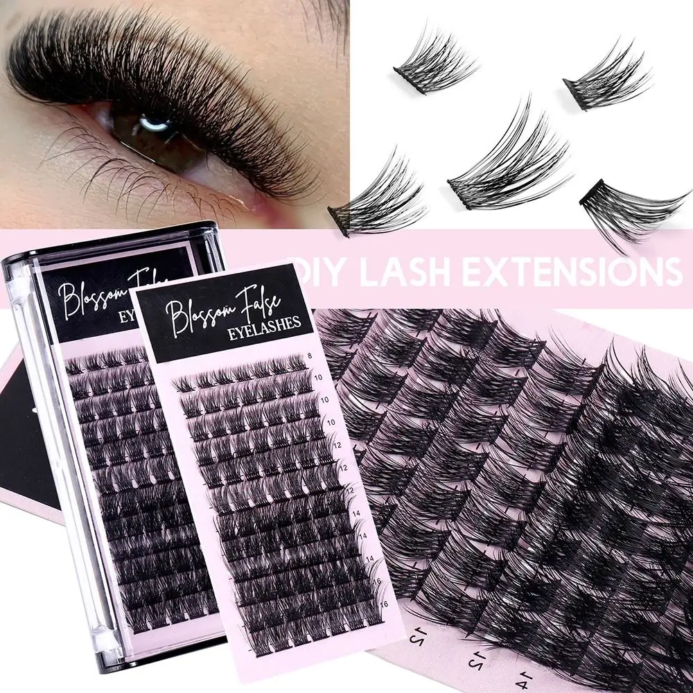 

8/10/12/14/16mm DIY Eye Extension Black Stem 84clusters Single Cluster False Eyelashes Slender Dense Long Curl