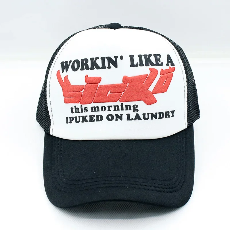 帽子 SICKO TRUCKER BLACK Vintage Sicko Trucker Hat dla kobiet mężczyzn 3D Print