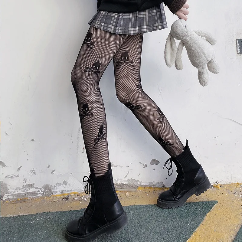 Sexy Schwarze Spinnennetz-Netzstrumpfhose Sommer Damen Ausgehöhlte Fischnetz-Strumpfhose Gotische Spitze Transparente Lange Strümpfe Damen – Detail 7