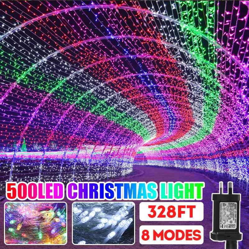 

500 LED String Fairy Light 8 Modes Waterproof Christmas Halloween Party Wedding Curtain 328FT 100m Lighting Strings 220V-240V
