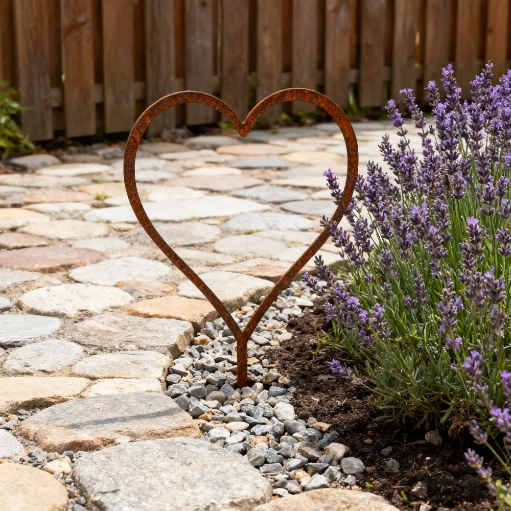 1 Stück Rustikaler Metall-Herz-Gartenstecker, Outdoor-Gartendekoration, Romantische Skulptur als Hochzeitsgeschenk