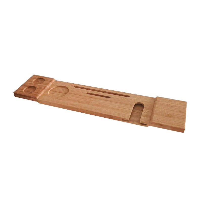 Bamboo Bathtub Caddy with Tablet Phone Holder Multi-Functional Spa Organizer for Bathroom/Tub/Wooden Bucket Non-Slip Bath Shelf