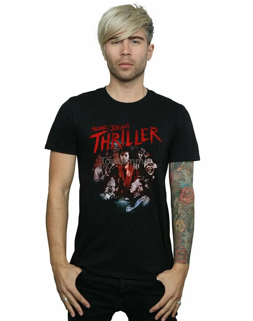 Michael Jackson Men Thriller Ghouls T-Shirt Stampa Abbigliamento Tee Shirt