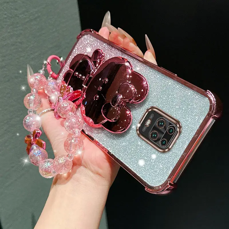 Cute Cat Bracket Lanyard Plating Phone Case Cover