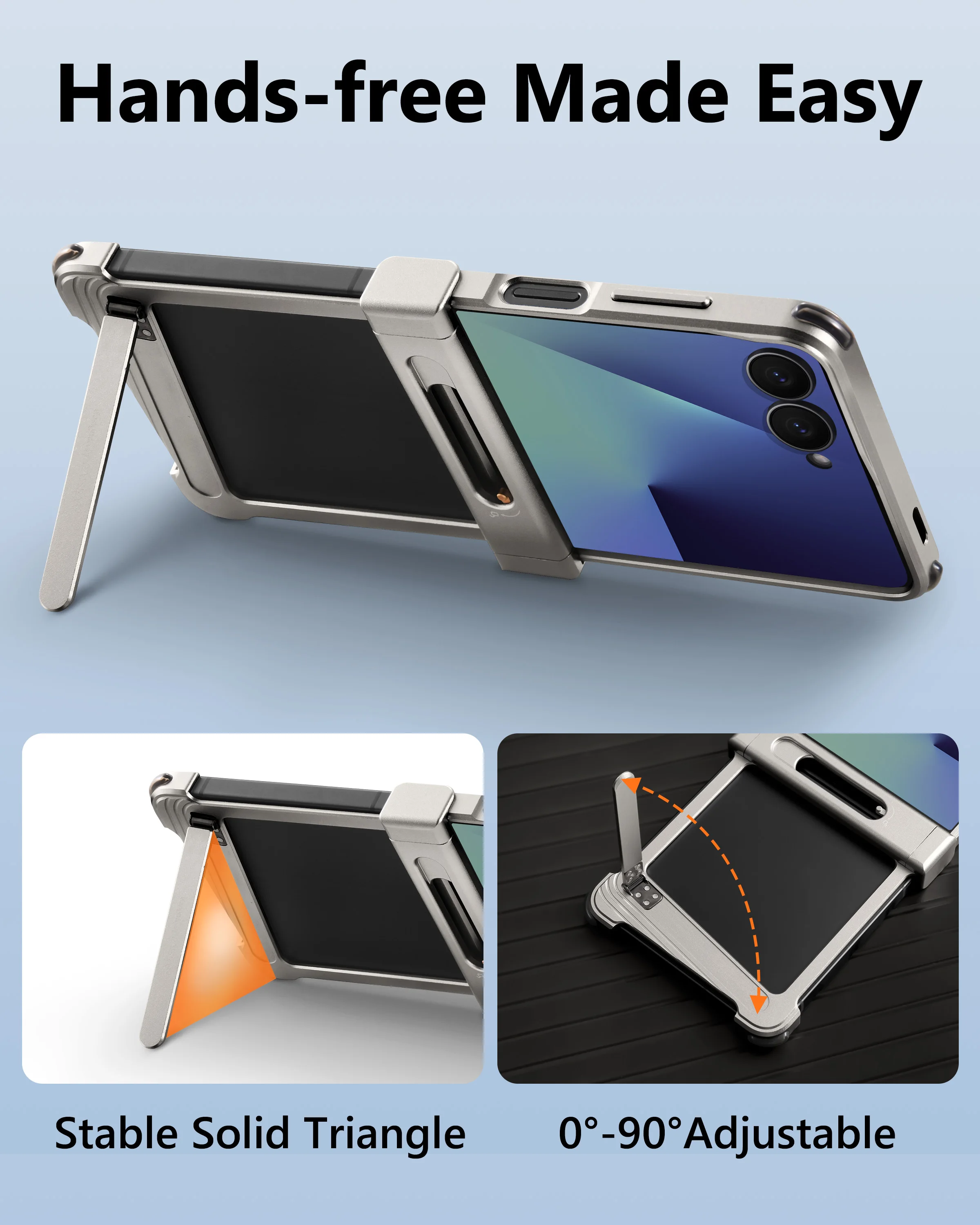 Eary for Samsung Galaxy Z Flip 7 Phone Case Metal for MagSafe With 0-90°Adjustable Holder Stand 7 Thicken Shockproof Protection