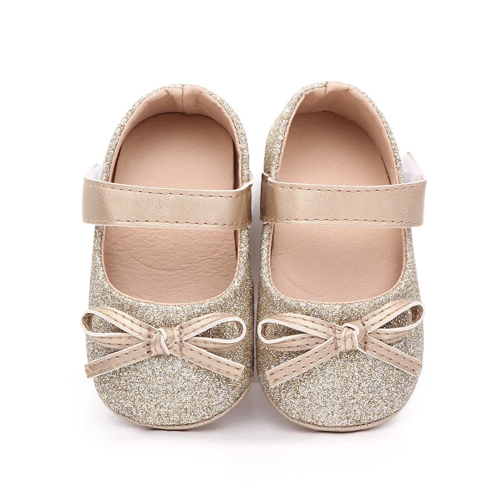 Baby Item Infant Girl Shoes Toddler Bling Bow Trainer Newborn Soft Anti-slip Rubber Sole Bebes Princess Footwear for 1 Year Gift 3