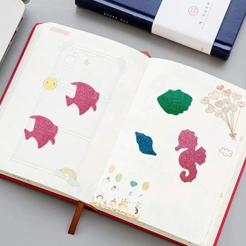 32PCS Colorful Glitter Sea Animals Foam Stickers Self Adhesive Kid's Arts Craft Supplies for Cards DIY Scrapbooking Home Decor