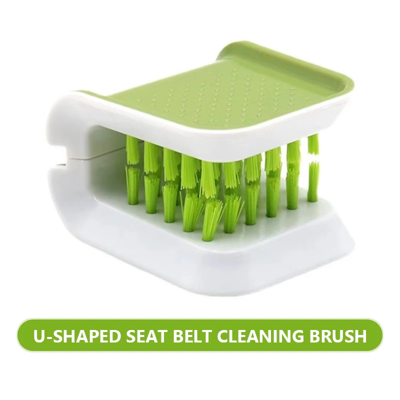 SEAMETAL Çift Taraflı Emniyet Kemeri Fırçası Araba İç Emniyet Kemeri Temizleme Aracı U Şeklinde Katlanabilir Tepsi Sünger Fırça El Koruyucu Temizleyici