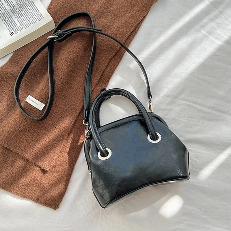 

Fashion Pu Leather Women's Shoulder Bag Glossy Solid Color Shell Handbag Simple Design Brand Bags For Women 2022 Bolso