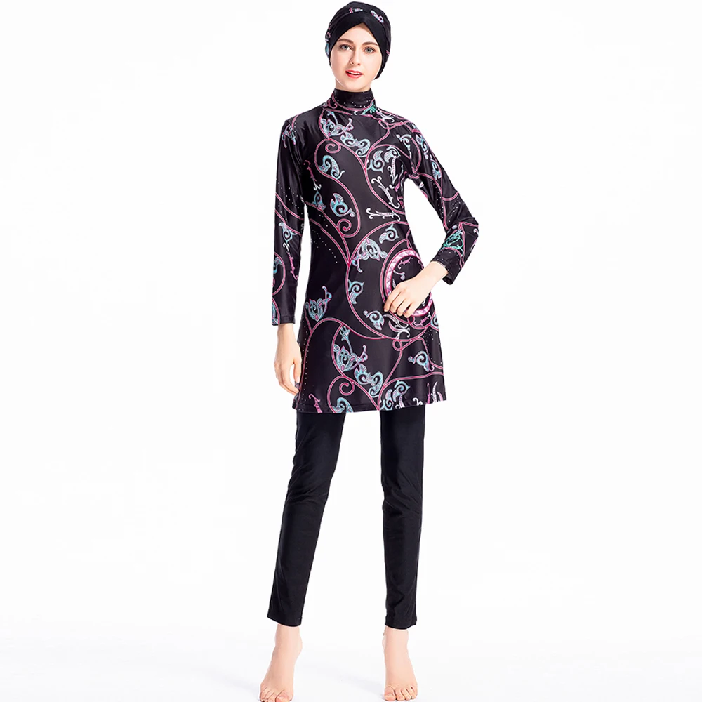Elegance Wave burkini on a hanger showing full pattern