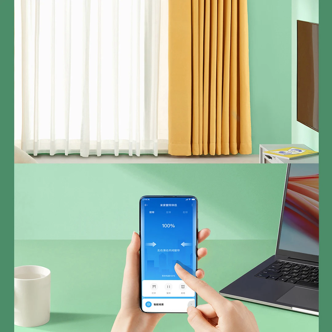 Smart Switch Roller Blind Motor Xiaomi mijia Smart Curtain Motor Voice Control Switch Electric Curtain Robot mijia APP Control Timer Setup Mesh Smart Linkage