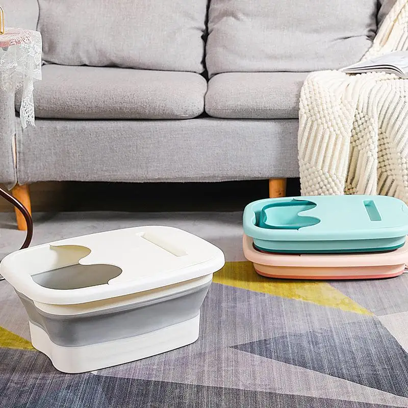 Folding foot soaking bucket household footbath dormitory students massage health plastic footbath portable thickened foldable foot bath