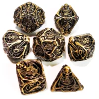 DnD Metal Dice Set - Hollow Bronze Skull Design, 7 Zinc Alloy Polyhedral Dice for Dungeons and Dragons RPG Games 1