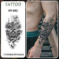 Demon Mask Waterproof Temporary Tattoo Sticker, Long-lasting Waterproof for 1-2 weeks, Realistic Semi-Permanent Fake Tattoo 1