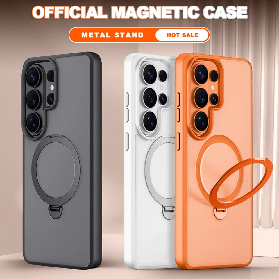 Luxury Matte Magnetic Phone Case with Magsafe and Metal Stand