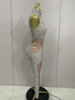 Sexy Sparkly Rhinestones Sleeveless Sheath Jumpsuit Women Celebrate Evening Birthday Party Nightclub Dance Luxury Stage Outfit - Image 4