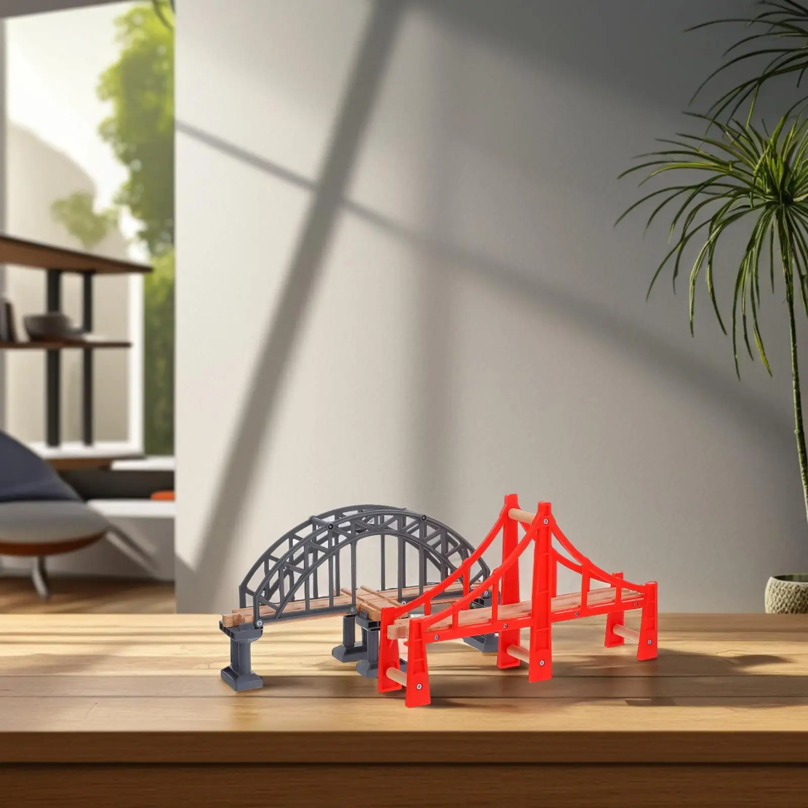 2pcs Train Track Wood Accessory Plastic Bridges Scene Props Toys Toddlers Kids Educational Skill Development Layout