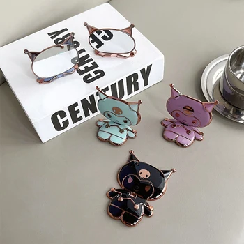 Kawaii Sanrio Kuromi Phone Holder Foldable Phone Stand With Make-Up Mirror Rotatable Support Holiday Gift