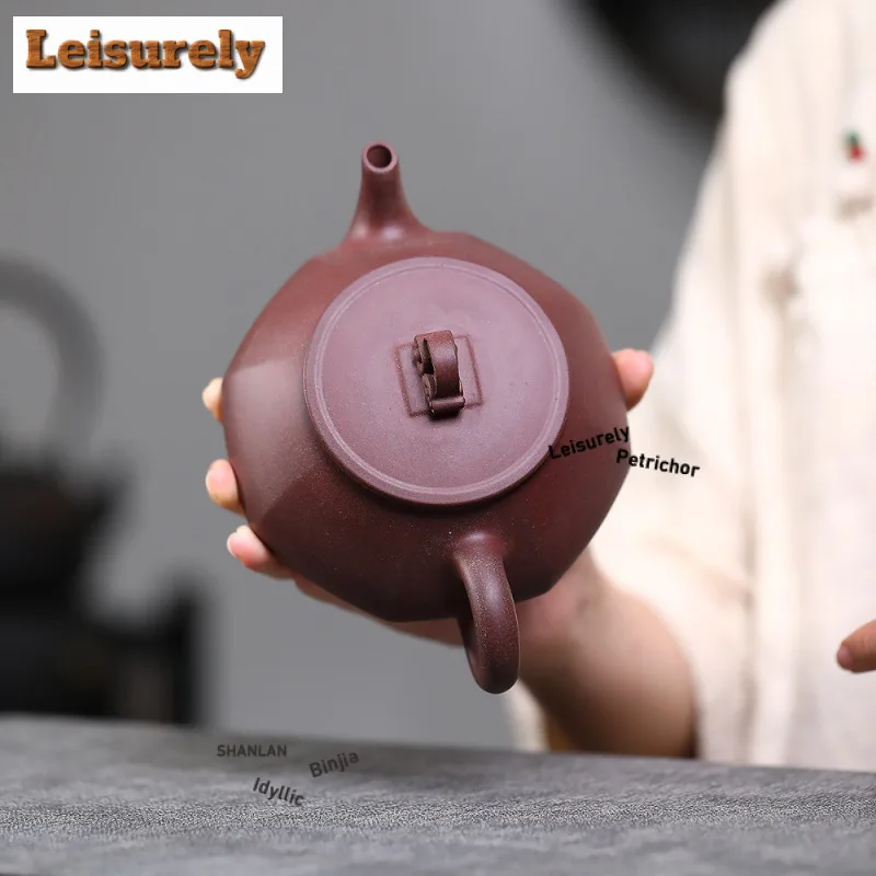 370ml Yixing Purple Clay Teapots Master Handmade Hexagonal Pot Raw Ore Peach Blossom Mud Kettle With Strainer Zisha Tea Set Gift