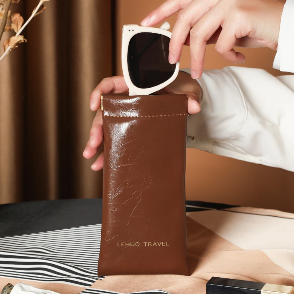 Portable Soft Leather Reading Glasses Bag Case Waterproof Solid Sun Glasses Pouch Simple Eyewear Storage Bags Eyewear Accessorie
