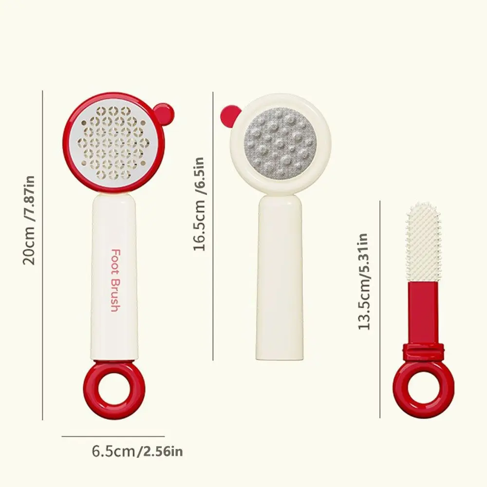3 in 1 Foot Brush Scrubber Ergonomic With Handle Pedicure Scraper Foot File Handheld Exfoliating Dead Skin Callus Remover