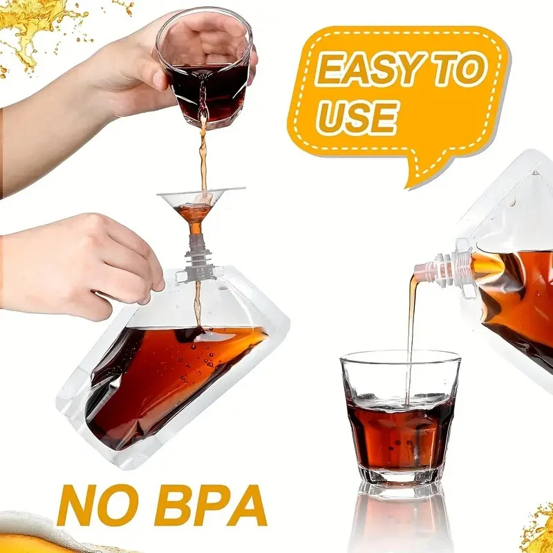 20/80pcs 명확한 음료 주머니 Freezable 주스 주류 물 가방 차가운 음료 바베큐 파티 Drinkware에 대 한 휴대용 재사용 가능한 플라스틱 플라스크
