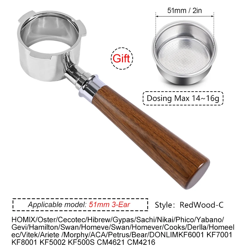 فلتر القهوة بدون قاع مقاس 51 مم مع سلة أكواب لآلة...