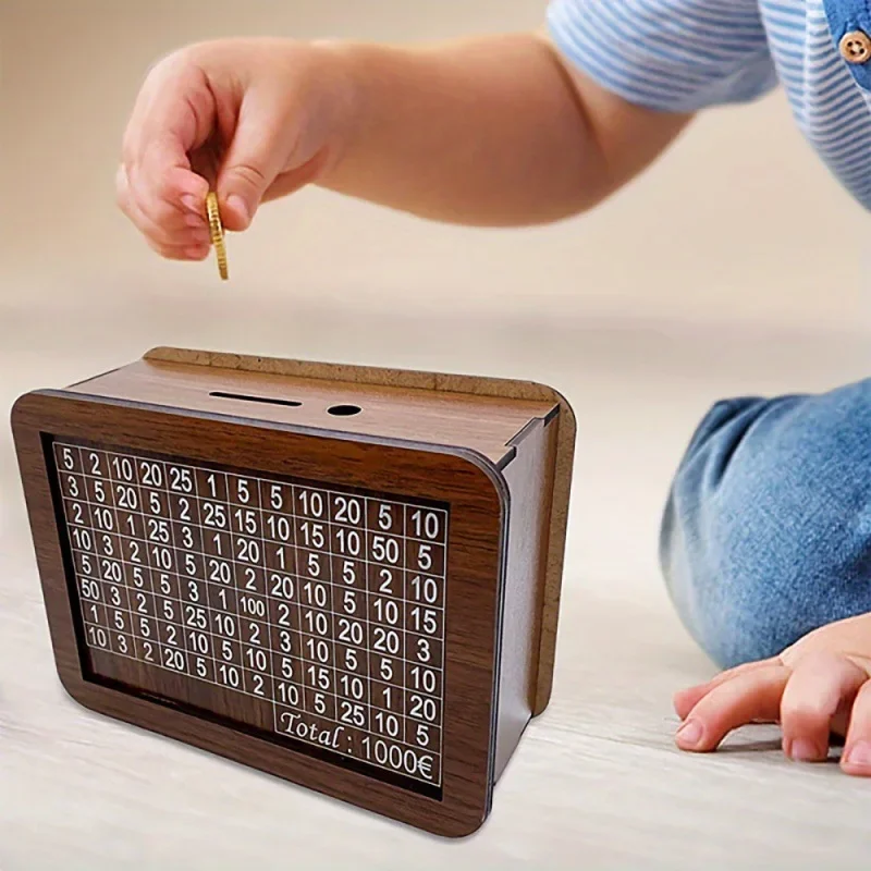 Hand Assembled Wooden Coin Box Money Saving Bank Full Set Material Kit Cross-Border Wooden Coin Box for Children Educational Toy