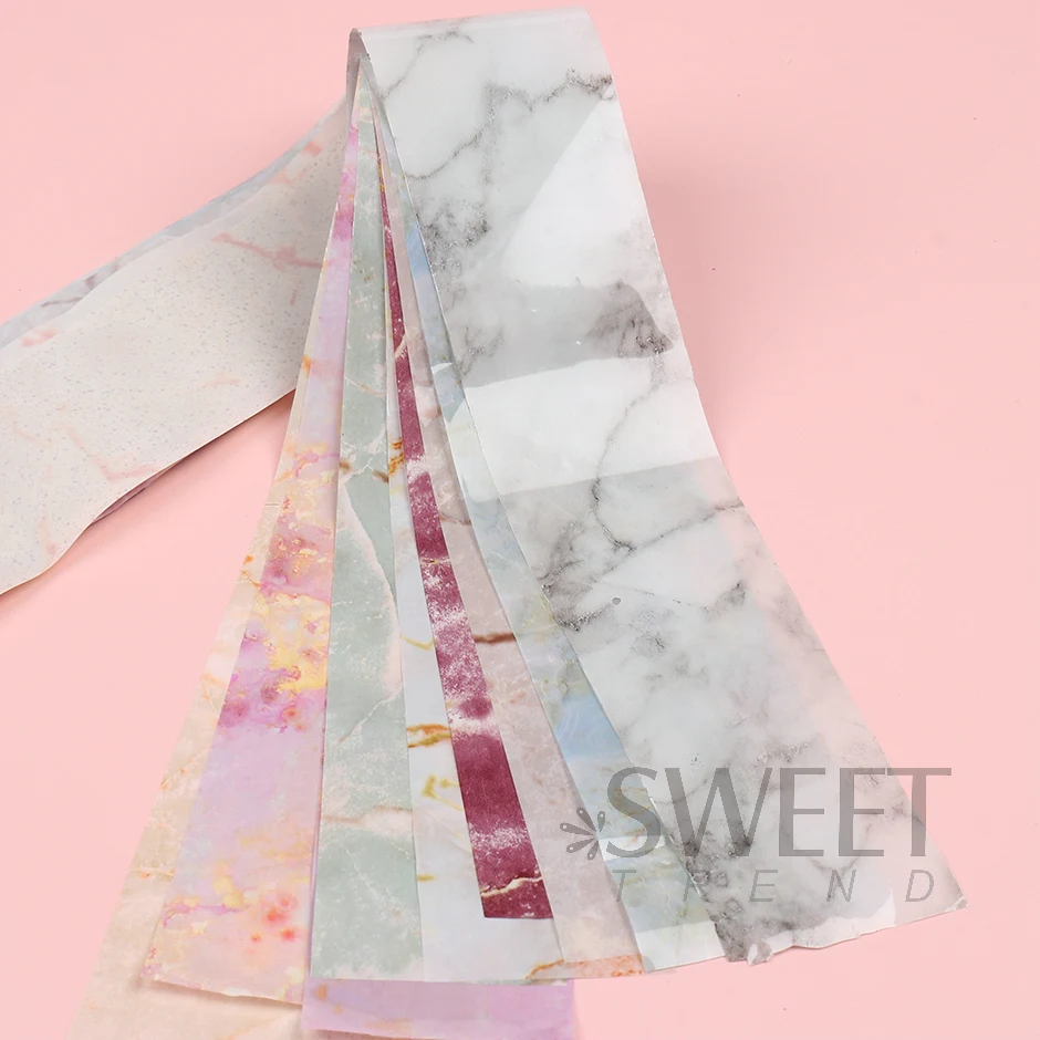 Bronzing Marble Nail Art Transfer Foils Blooming Ink Textured Starry Paper Summer Elegant Classic Decal Accessory Manicure Decor