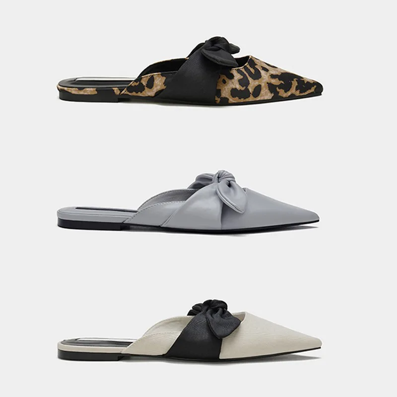 

Half-bowtie Baotou Shoes Women 2022 New Pointy Temperament Fashion Casual Women Wearing Flat Shoes