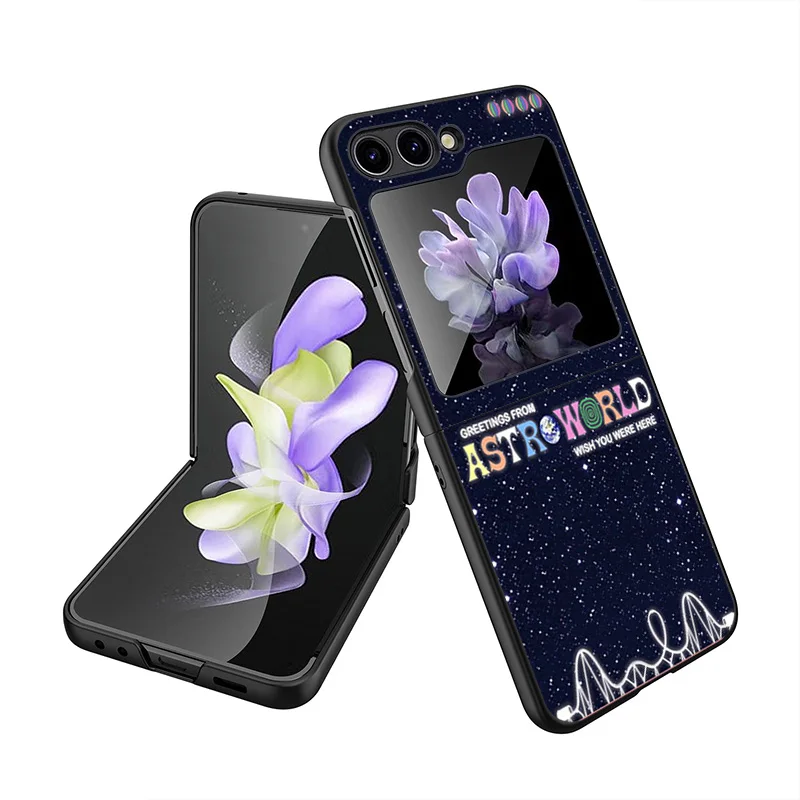 Custodie Rigide Nere Anti-Goccia Per Samsung Galaxy Z Flip5 5G Flip4 Flip3 Zflip 5 4 3 Travis Scott Shell Cover Funda Coque Capa