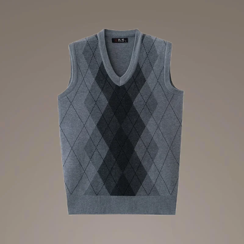 

Men's Clothing Plaid Waistcoat Knit Sweater Male Vest Argyle Sleeveless V Neck Old Warm Over Fit 90s Vintage Spring Autumn X Fun