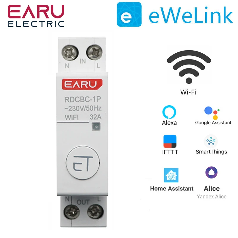 1P+N DIN bariéra WIFI obvodový jistič chytrá časovač spínač elektromagnetické relé daleký ovládání při ewelink chytrá domácí compatiable s alexa google