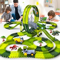 Electric Dinosaur Racing Car Track Set Magic Climbing Flexible Rail Car Educational Puzzle Toy for Kids