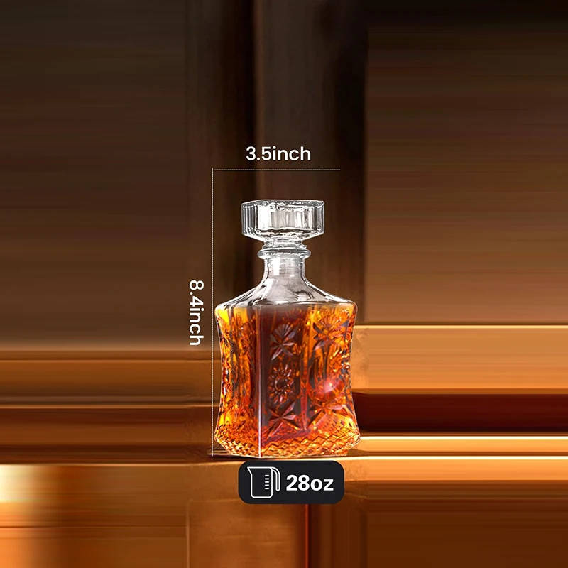 Set Of 3 Glass Alcohol Bottle Liquor Decanters
