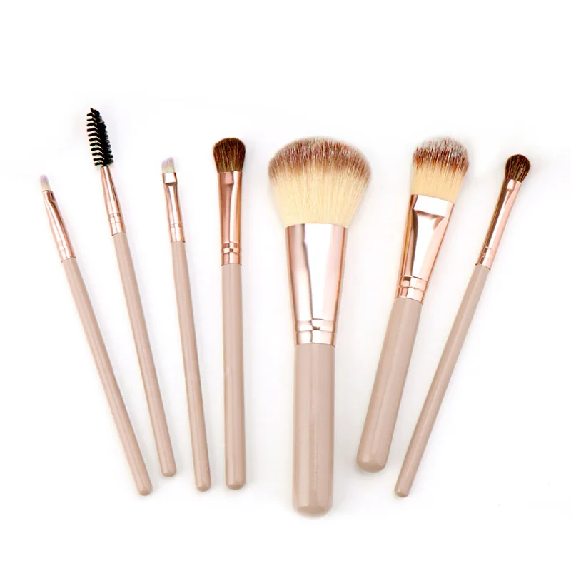 7PCS Horsehair Makeup Brush Set with Brush Holder Eyeshadow Blush Powder Highlighter Contouring High End Makeup Tool Combination