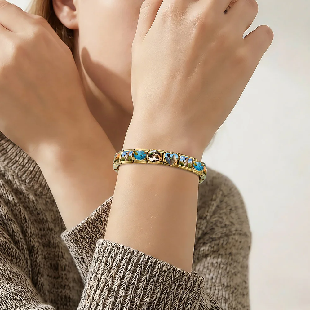 GEMOSA Damen- und Herrenarmbänder, schlicht, verschiedene Formen, italienische Gliederkette, passend für 9 mm Charm-Schmuck, Edelstahlperlen, Zubehör zum Selbermachen – Detail 5