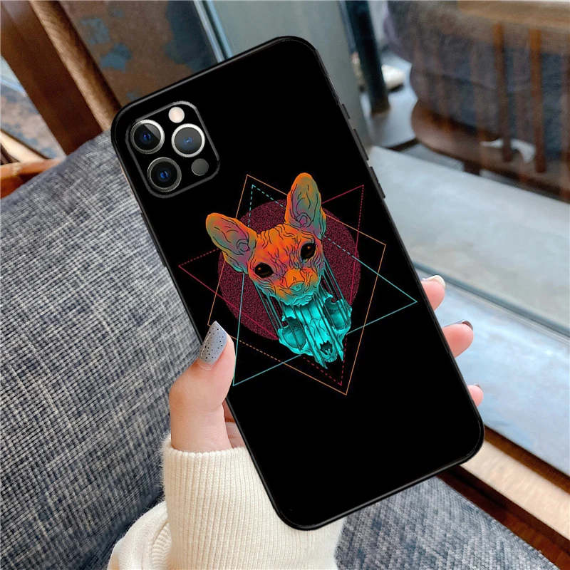 猫のプリントが施された電話ケース,iPhone 14,15,16 pro max,11