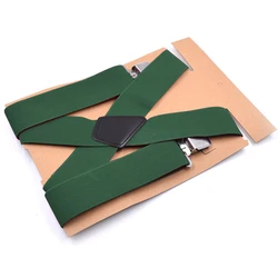 Men's Heavy - Duty Elastic Suspenders with Adjustable X - Back and Strong Clips (Green)
