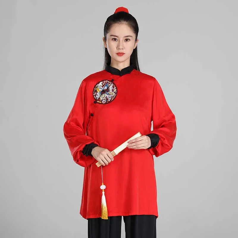 

Одежда Tai Chi, женская искусственная одежда для соревнований кунг-фу, свободная от морщин 2023 красная