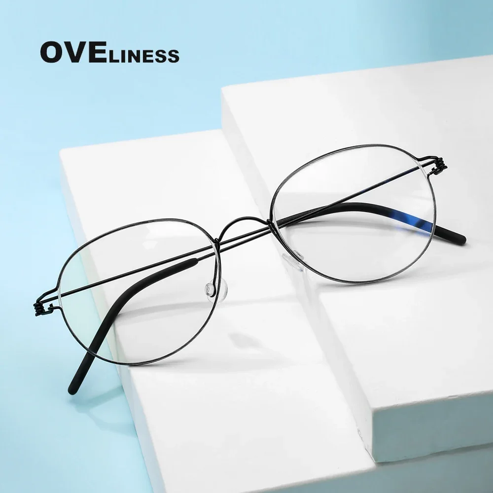 Pure Titanium Screwless Eyeglasses Frames Men Round Denmark Korean male female Glasses Frame Women Eyewear Ultralight spectacles