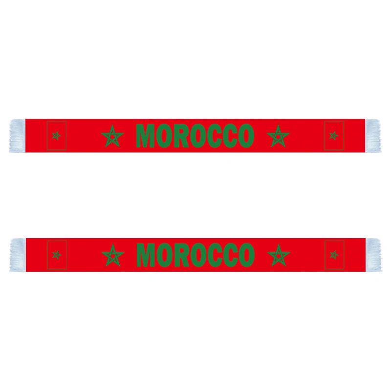 

Aerlxemrbrae 14*130cm Morocco Scarf Double Side Printing 100% Polyester Football Soccer Fans National flag