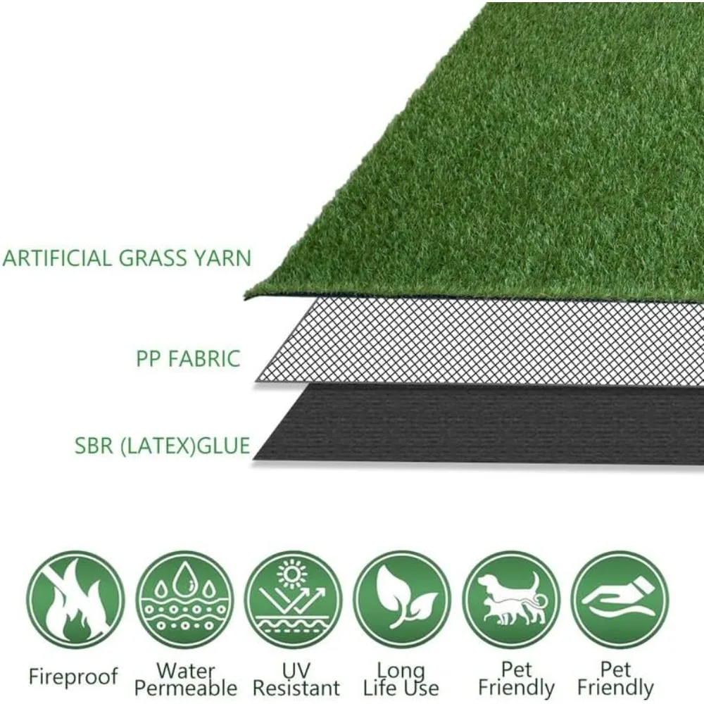 Artificial turf synthetic turf 4 X 6 feet, faux grass carpet 0.8 "stack height, with drainage holes and rubber backing