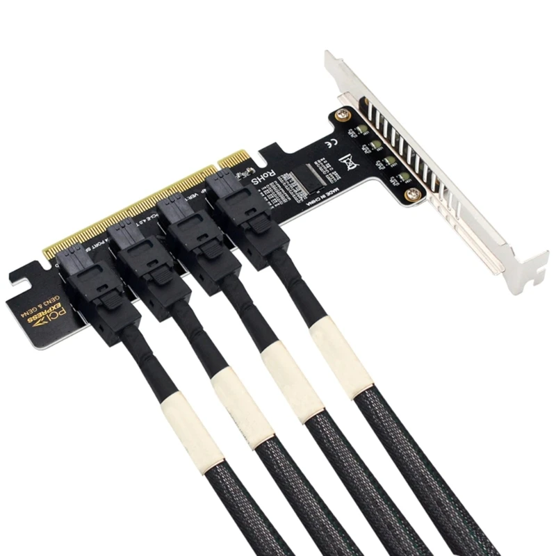 Best Seller PCIE X16 To 4-port NVME SFF-8643 SFF-8639 Expansion Card Adapter PCIE4.0 Split Card Support PCIE X16 Slots