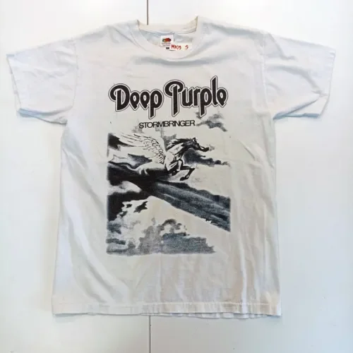 Deep Purple Stormbringer Music Album Cover T Shirt White S Size Sale M109 Maniche Lunghe O Corte