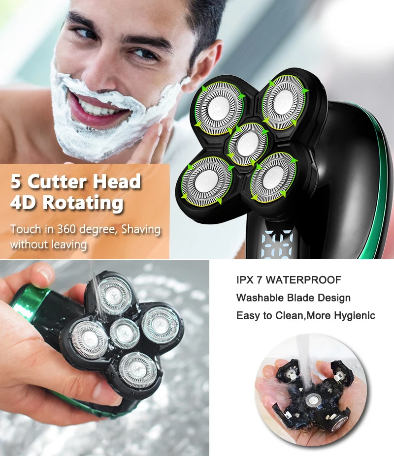 4D Men Electric Shaver Replacement Shaver Head 1PC 5 Cutter Spare Razor Blades Intelligent Floating Extra Head Stainless Steel