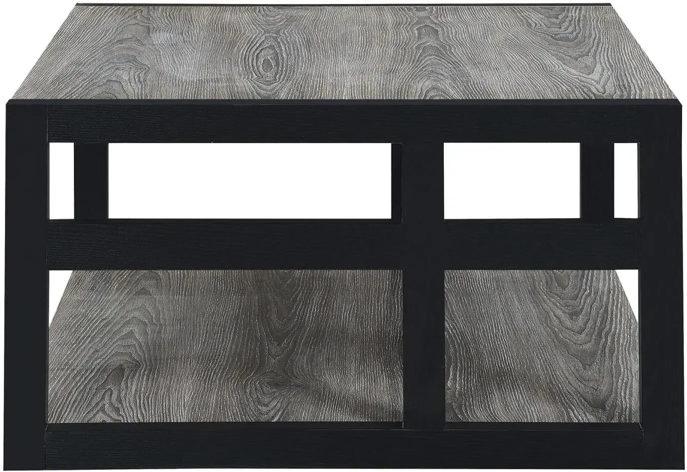 Monterey Square Coffee Table with Shelf, Weathered Gray/Black 6