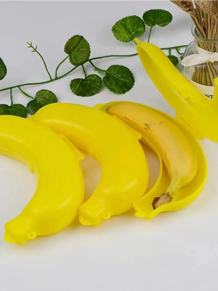 Travel Outdoor Portable Banana Box Fruit Storage Box Plastic Banana Shape Protective Case Three colors
