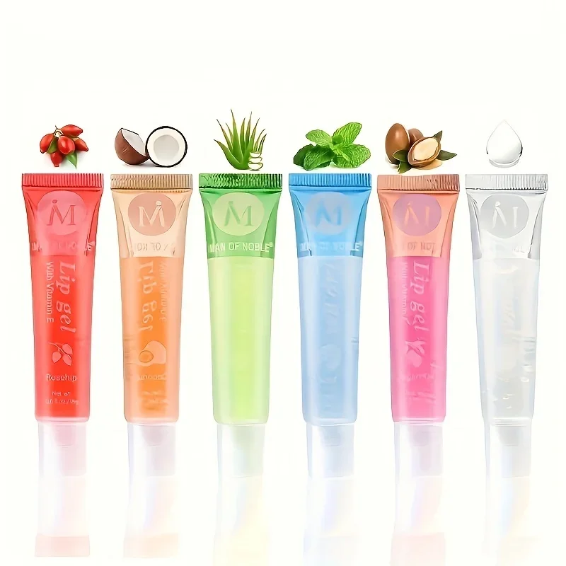 Wholesa 36pcs/set Moisturising Transparent Lip Gloss Rosehip Argan Mint Coconut FlavourSemi-transparent Plumping Lip OilGift Set 3
